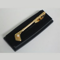 Gold Plated Metal Golf Neck Tie Clip with imitation pearl( screen )